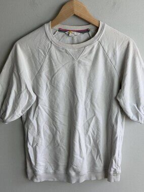 Boden White Short Sleeve Puff Raglan Sweatshirt Size 4 J0932 Cotton Blend Womens